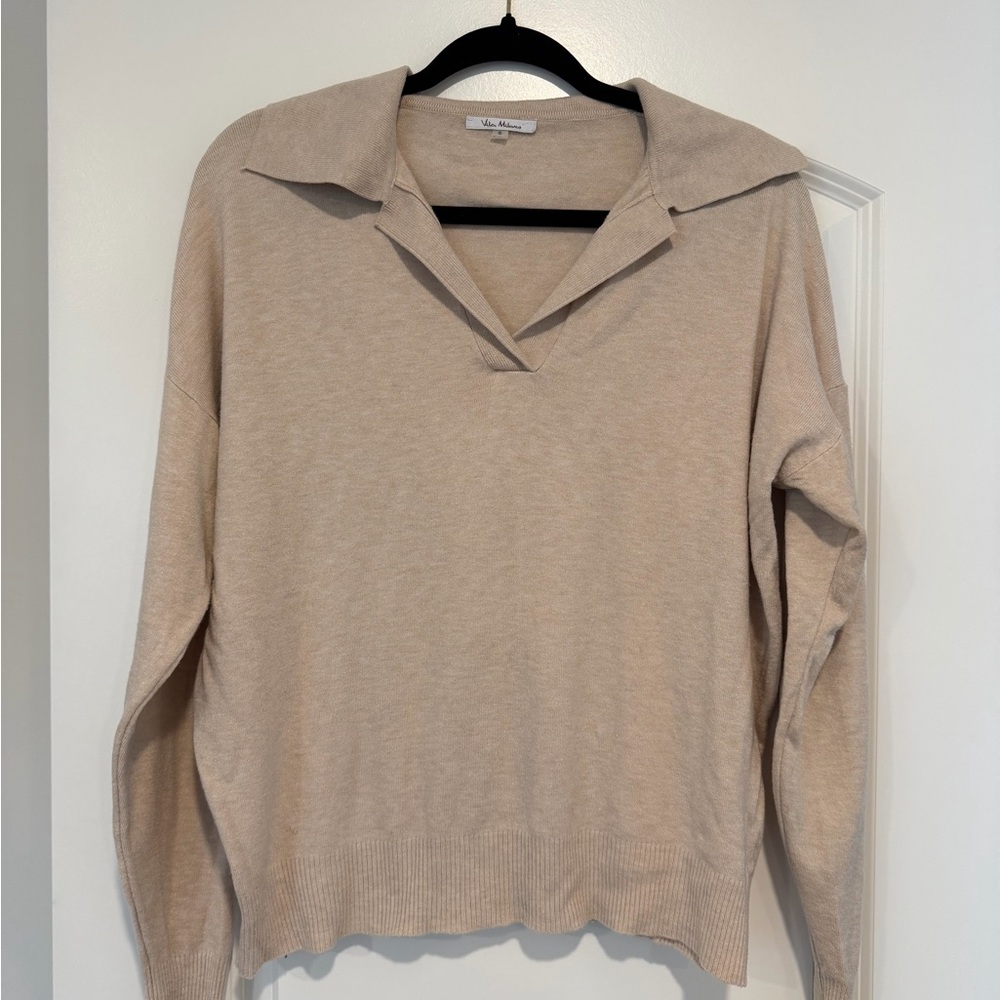 Chic Beige V-Neck Sweater for Women